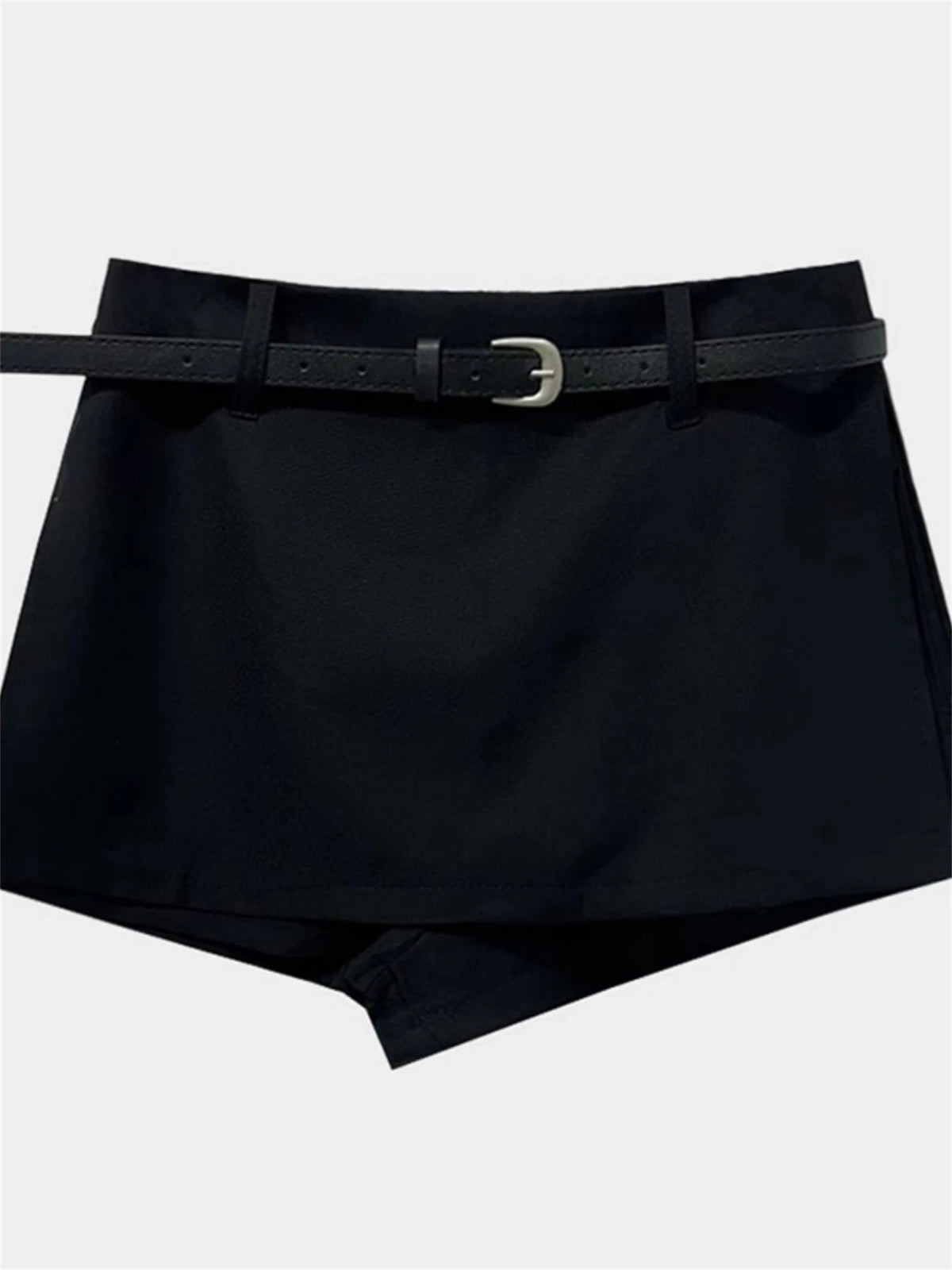 High Waist A-Line  Skirt Suit Bla Women's Korean Sle Belted f-length Skirt Commute Stand Fit Summer Collection