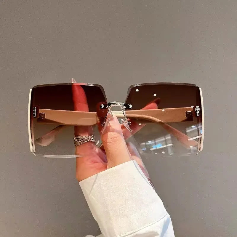Square Frameless Retro Sunglasses for Women Fashion Vintage Glasses Men Luxury Trend Brand Designer Shades Eyewear
