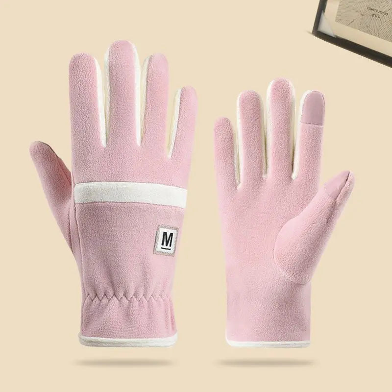 Winter Cycling Gloves for Women, Windproof Gloves for Sports and Running, Fleece-Lined and Thickened Thermal Gloves, Touchscreen Gloves