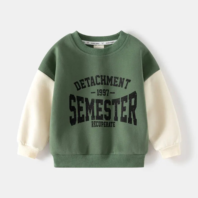 Kids Clothing  Fake Two-piece Hoodie  New Korean Version Boys' Baby Shirt Collar Splicing Hoodie Children's Wear TopsAutumn