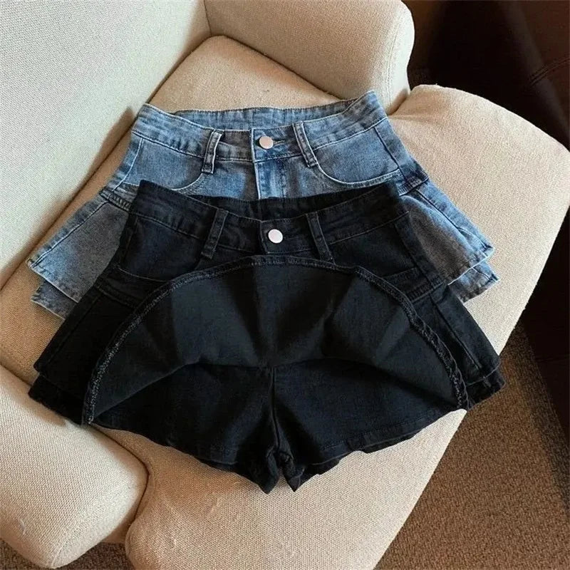 Kids Girls Denim Skirt Pants Korean Children's Clothes 2025 Children High Waist Cake Short Skirts Spring Summer Jean Skirt Pants