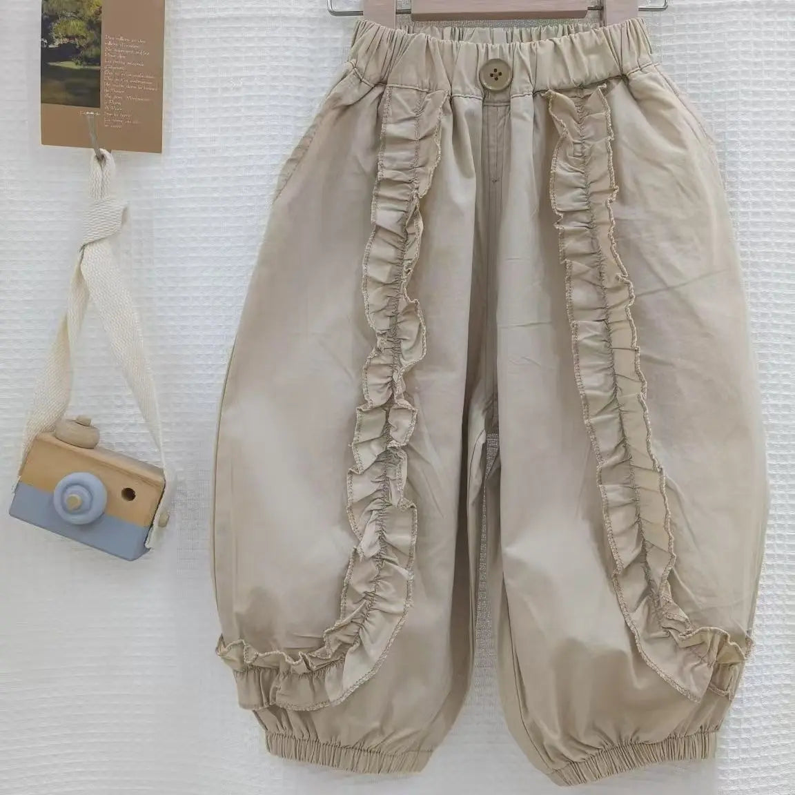 Kids GIrls Ruffle Pants 2025 New Arrival Children Casual Loose Trousers Lace Stitching Pants Baby Girls Thin Cotton Pants