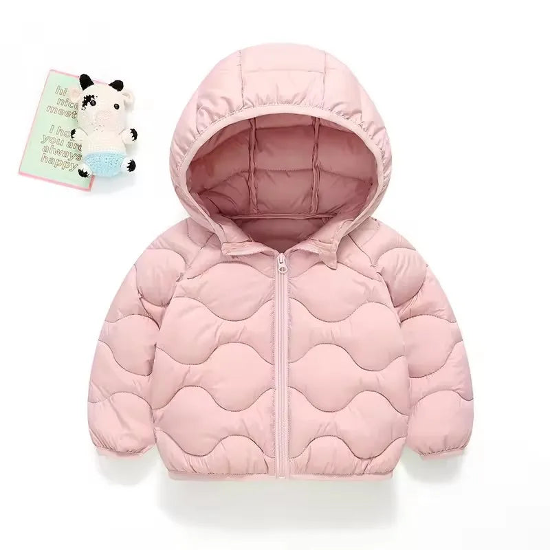 Children's Lightweight Coat Girls' Down Jackets Boys' Winter Warm Outerwear Kids Hooded Long-Sleeved Tops Autumn Cotton Clotes