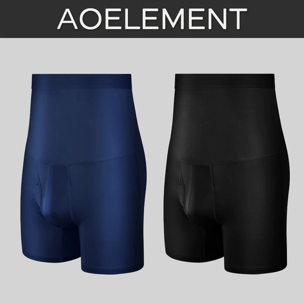 Men's sports underwear: high-waisted, belt-curving, plus-size, lengthened, anti-leg chafing, waist-protecting, flat-cut shorts