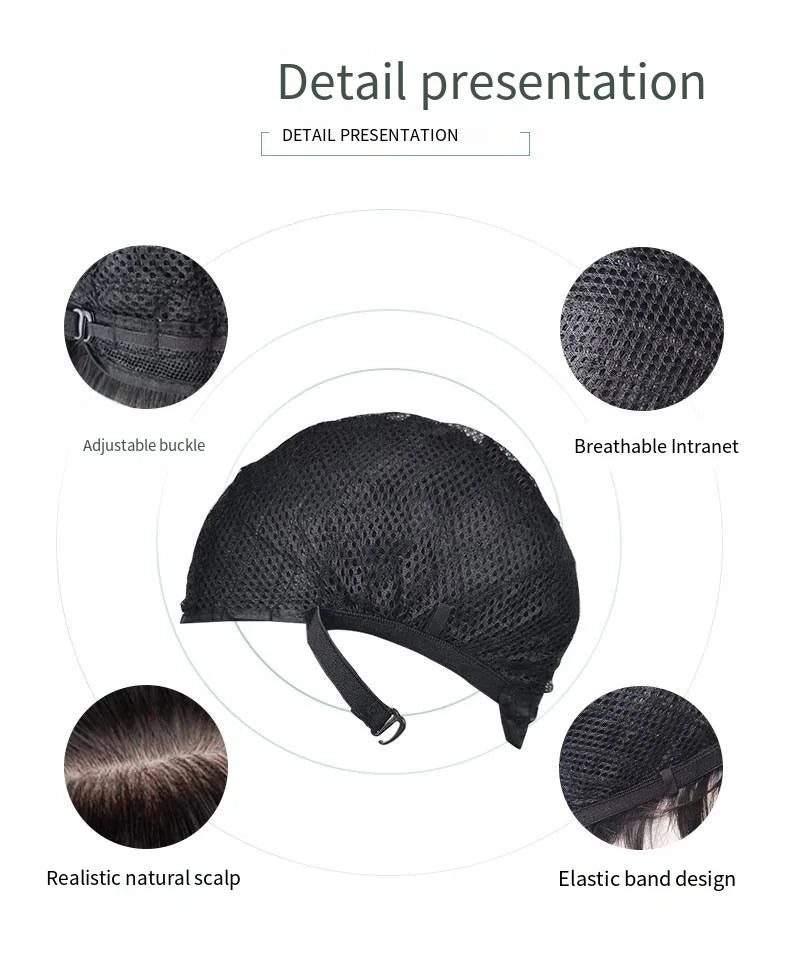 Wig Woman Short Straight Hair Hanging Ears Dyed Collarbone Hair High Temperature Silk Synthetic Fiber Hair Full Head Set
