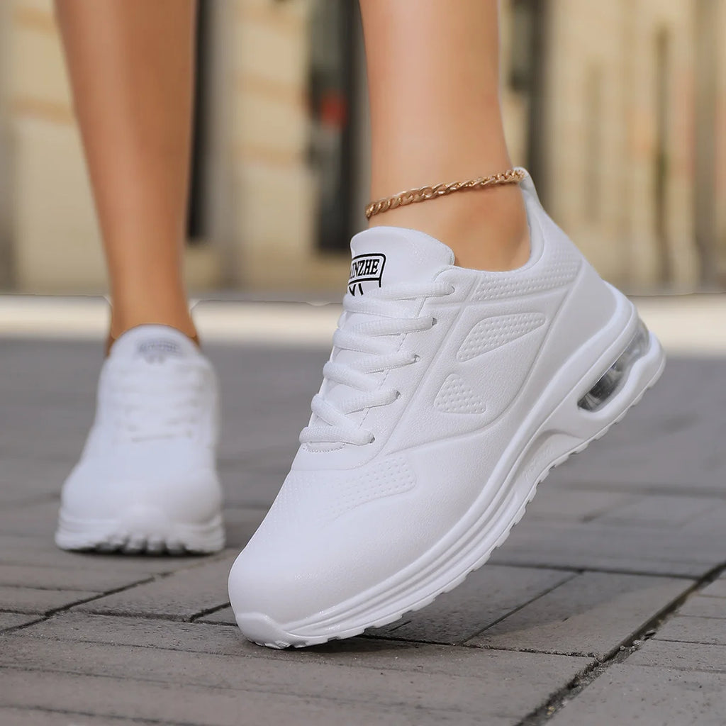 Summer New Leather Waterproof Sports Shoes, Versatile Casual Shoes, Soft-Soled Running Shoes for Women