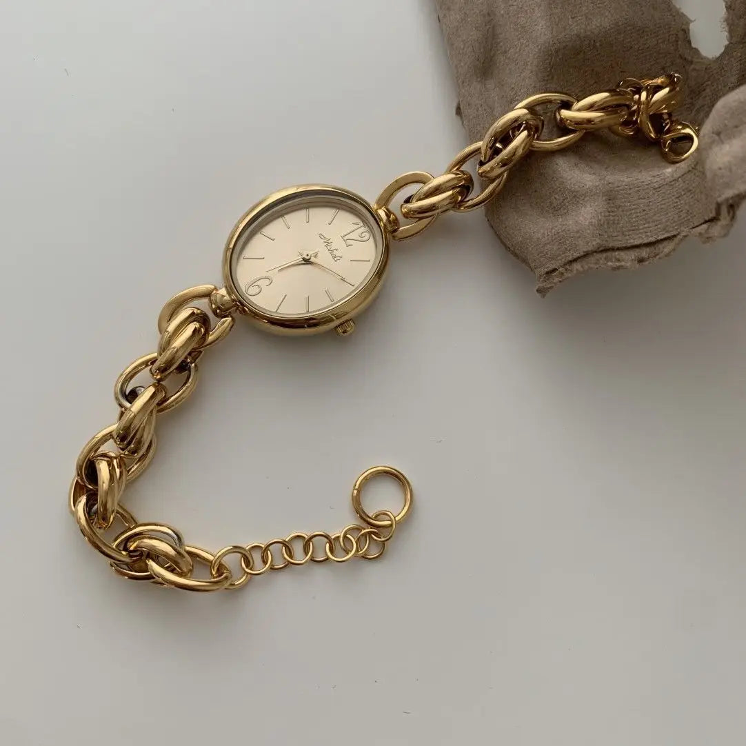 New weaved bracelet watch ladies' small gold watch stunning  popular vintage women's chain watch fashion personalized