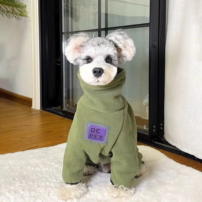 Pet Four Leg Clothes Autumn/Winter High Collar Jumpsuit Teddy Pomeranian Plush Dog Clothing Small Dog Puppy Clothes