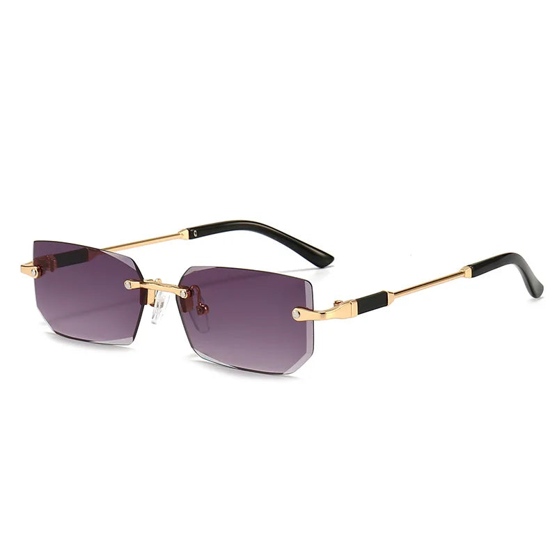 Trendy Rimless Sunglasses for Men Women Luxury design Rectangle Frame Sun Glasses Retro Shades Summer Traveling Eyewear UV400