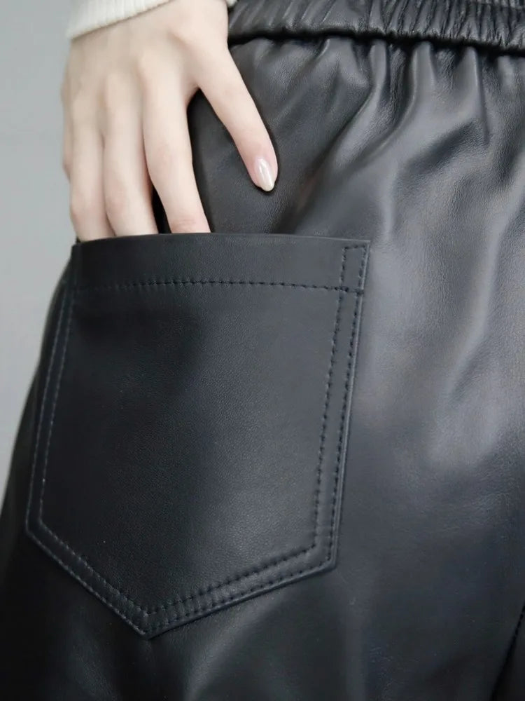 Women Sheepskin Genuine Leather Pants