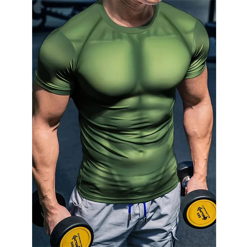New Fashion Cosplay Muscular Man 3d Printed T-shirt Men's Summer Casual Short Sleeve Tough Guy Print Funny T Shirts Fitness GYM