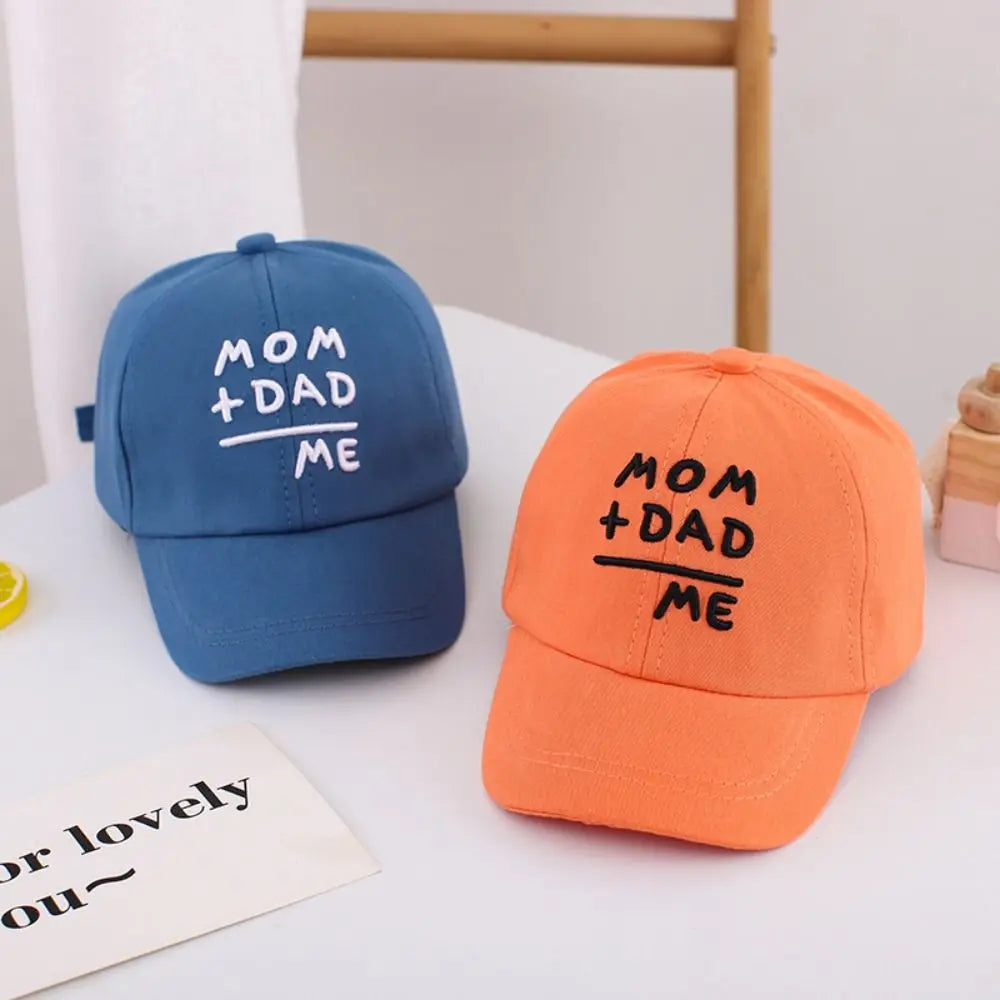 Children's Hats Spring Autumn Boys Girls Duckbill Hats Casual Baby Caps Fashion Cute MOM+DAD=ME Embroidery Sun Hats