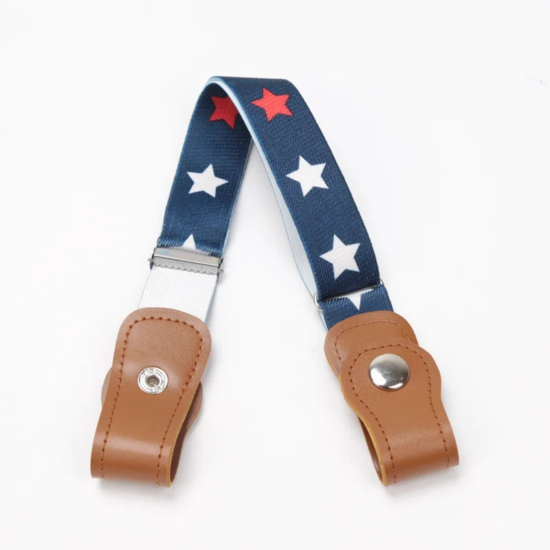 Kids Belts Buckle-Free Elastic Black Striped Hearts Dots Waist No Buckle Stretch Toddlers Adjustable Boys Girl Belts for Jeans