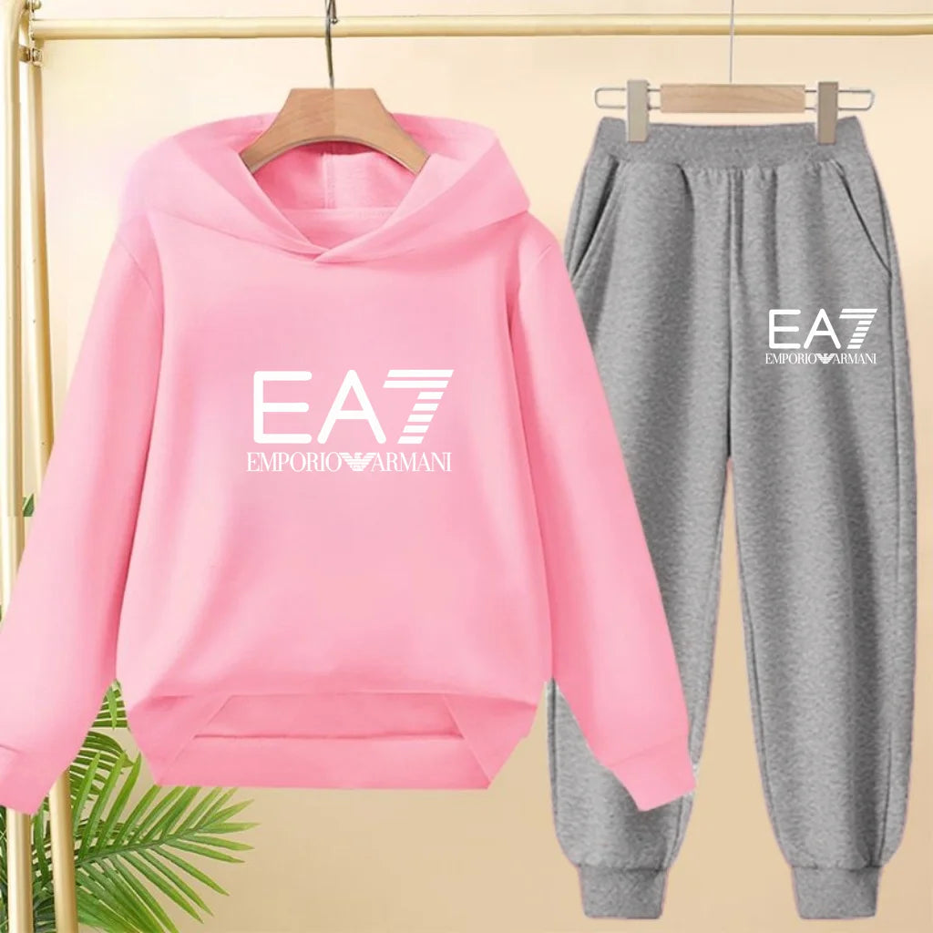 Kids Autumn Winter Hoodie  Letter Print Clothing Casual Top+Trousers 2PBoy Girl 3-12Yrs Child Gift Brand Sports Coat Jogging Set