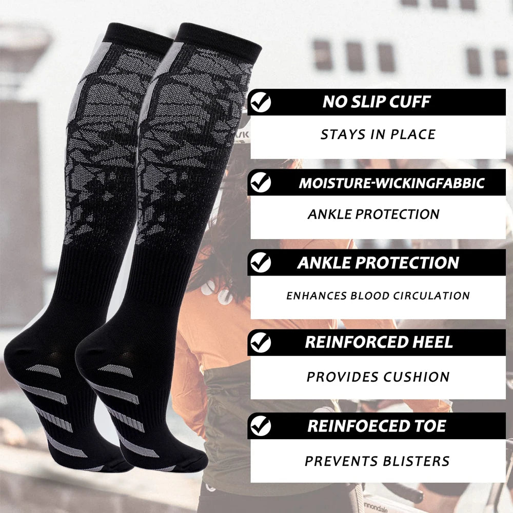 1 pair of sports compression socks for both men and women, warm for running, cycling and playing football