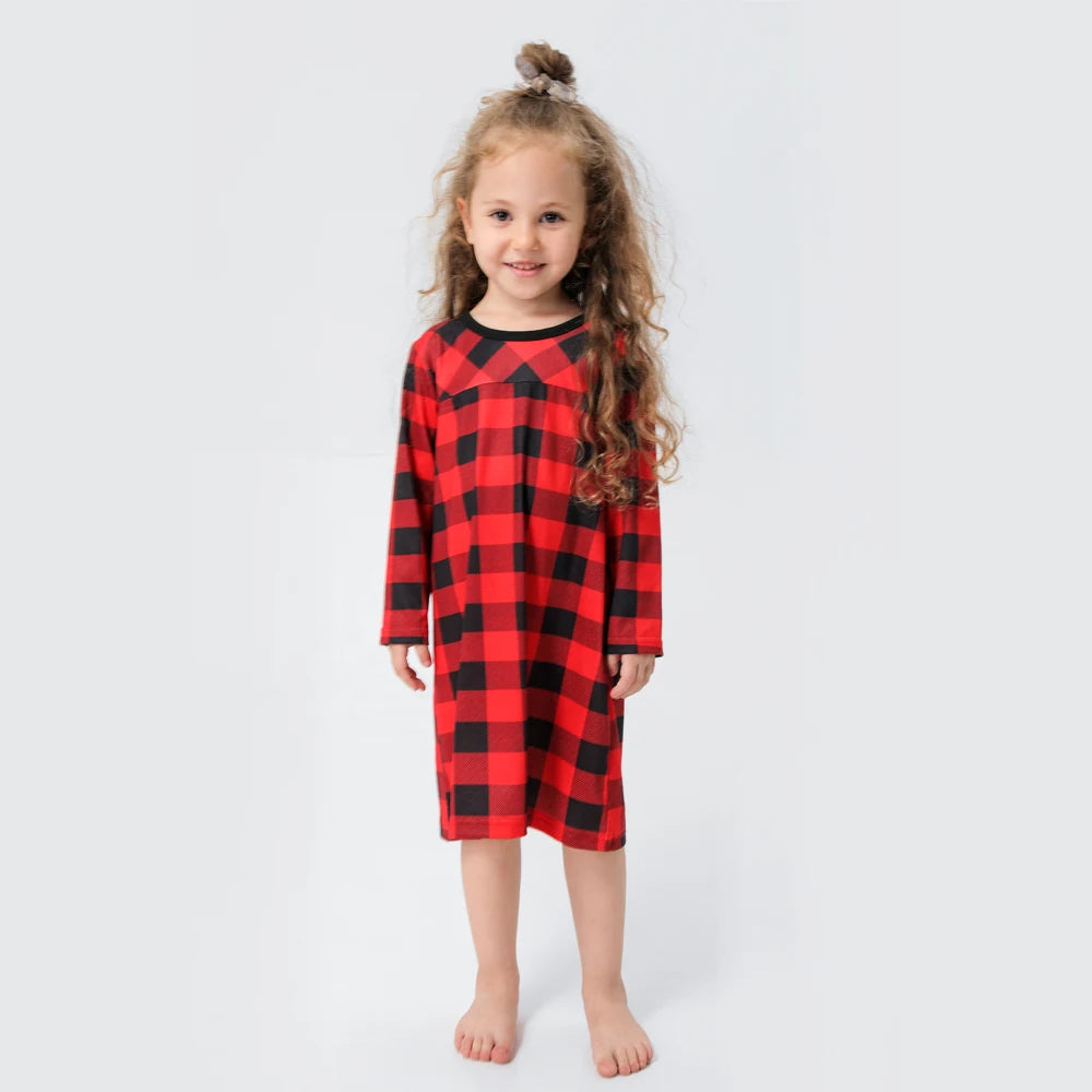Christmas Family Pajamas Plaid Print Mother Father Kids Matching Clothes Full Sleeve Button Shirt Boy Set Girl Dress Xmas Look