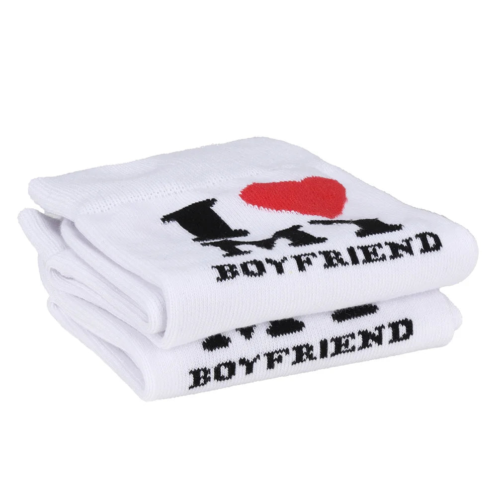 I Love My Girlfriend Boyfriend Men Women Fashion Socks Funny Stockings Valentines Day, Anniversary, Birthday Gift Ideas