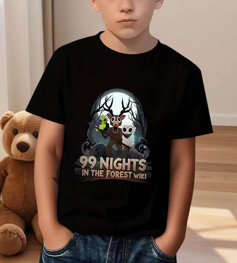 Game 99 Nights in The Forest Kids T-shirt for Boy Girl Cartoon Print Short Sleeve Tops Casual Breathable Tee Children's Clothing