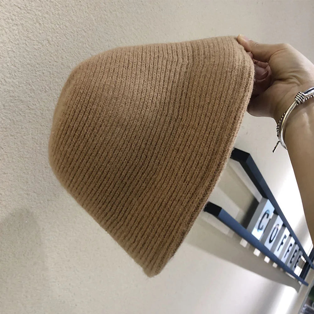 Hip Hop Women Thicken Autumn Knitted Winter Bucket Hat Warm Hats Felt Wool Hat Fishing Cap