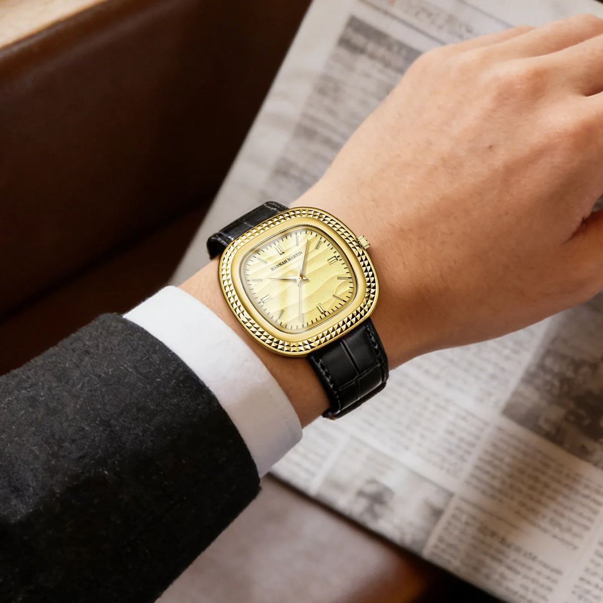 2026 New Gear Ring Watch Square Trendy Men High-End Watch Waterproof Leather Retro High Beauty Male Fashion Quartz Clock Watches