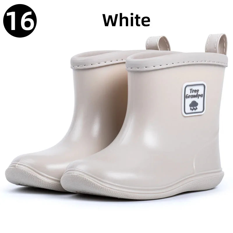 Toddler Rain Boots Baby Kids Easy-on Rubber Rain shoes Children Waterproof Shoes for Boys Girls Soft Toddler Rubber Shoes