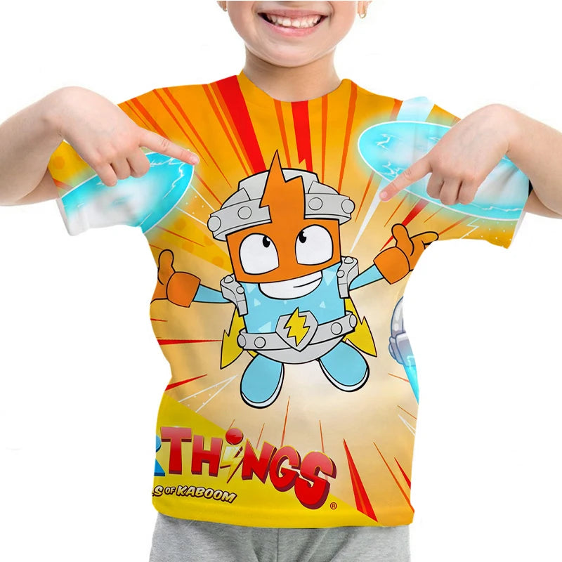 Men Kid Tee Top Boys Girls  Adults Children Parent Child quick dry Tshirts SuperThings Legends Printed Casual O-neck Top Gift