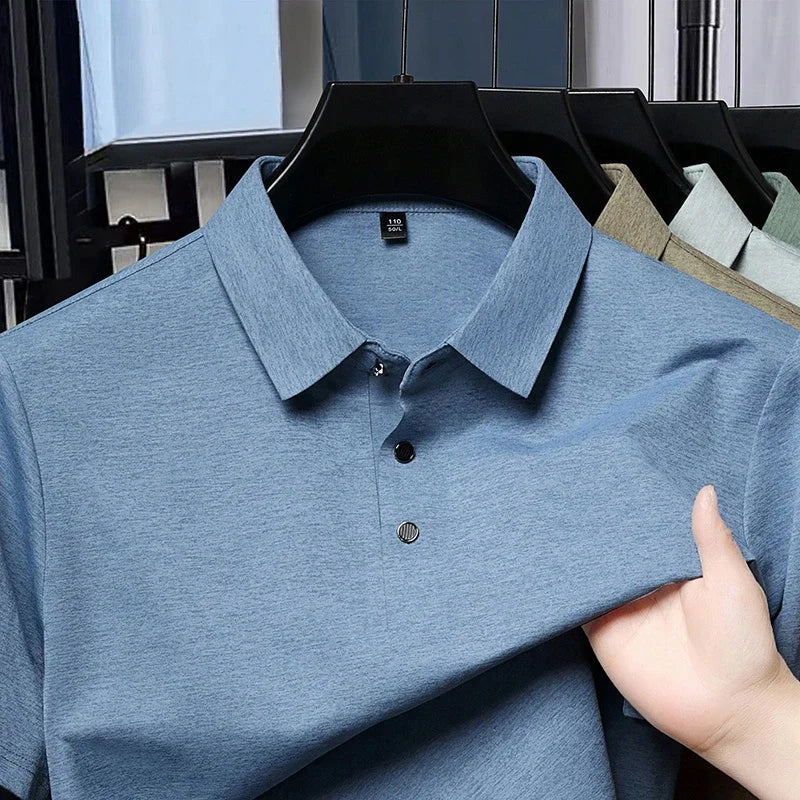 2026 New Men's Basic Polo Shirt Comfortable Breathable Fabric Short Sleeve Top For Office And Outdoor Activities