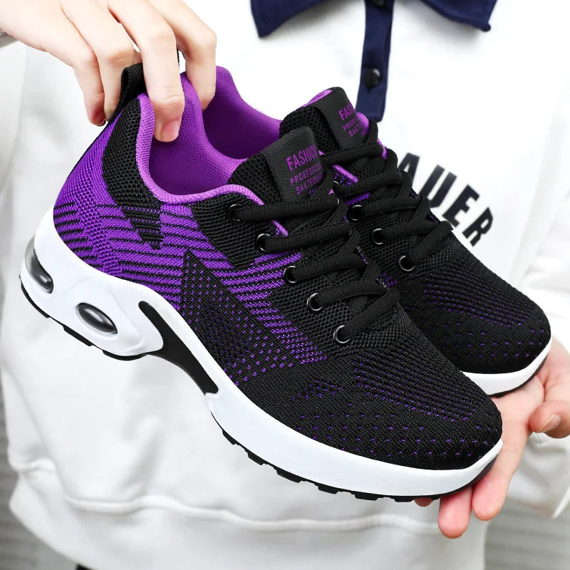 Women's Running Shoes Large Size  Spring New Casual Breathable Lace-Up Air Cushion Sports Sneakers