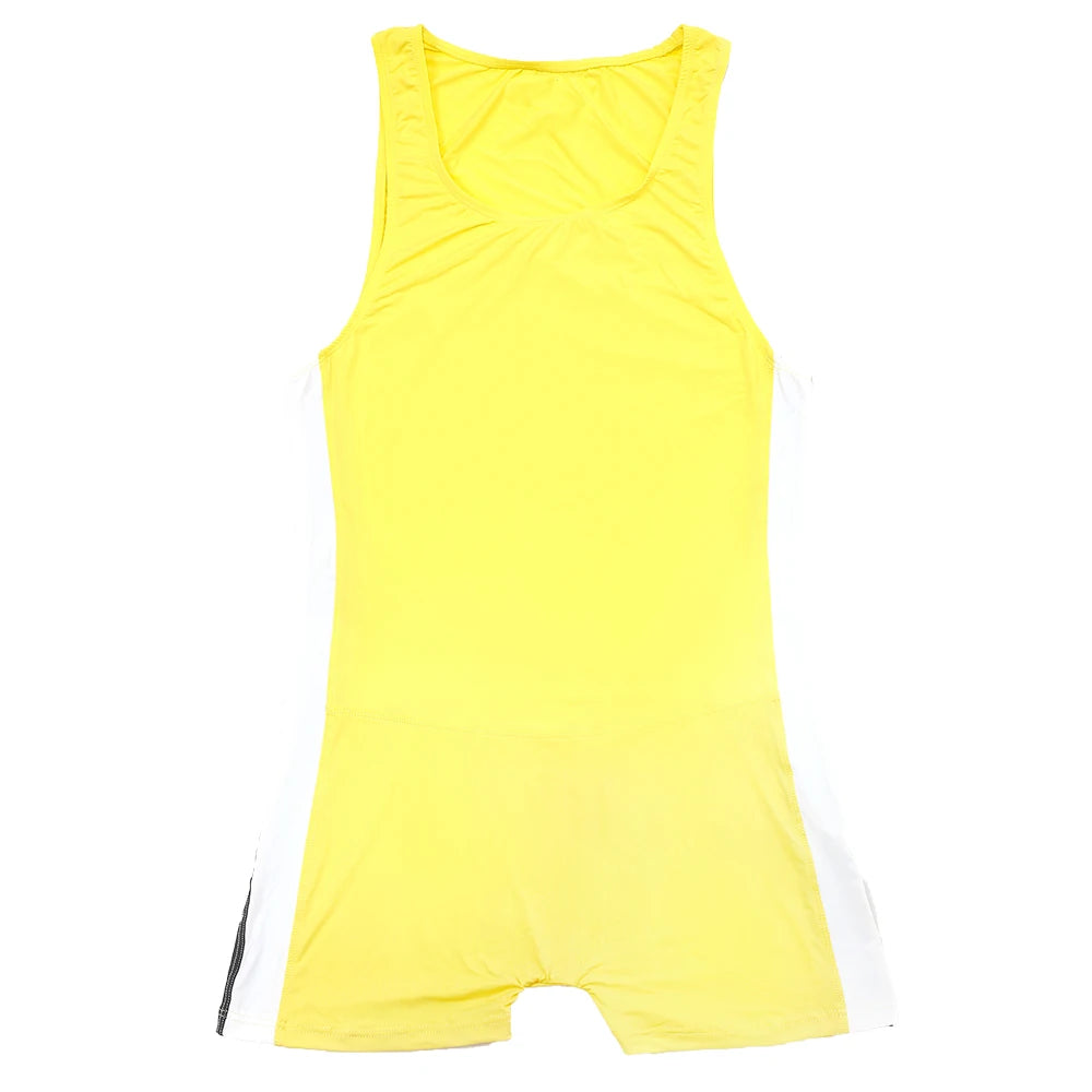 Men Undershirts Leotard Sports Workout Bodysuit Shorts Wrestling Singlet Fitness  Jumpsuit Sexy Slip Ice Silk Underwear Swimwear