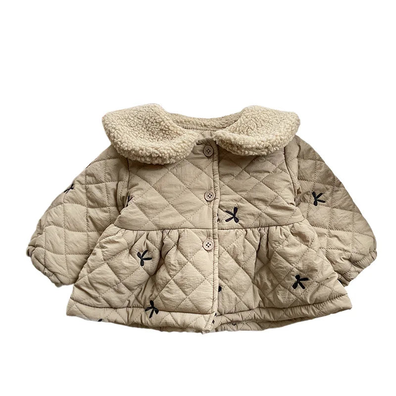 Jacket Down Parkas Coat Kids Velvet Korean Version Girls Cotton Padded Winter Clothes Baby Western Style Little Girl Thick Warm