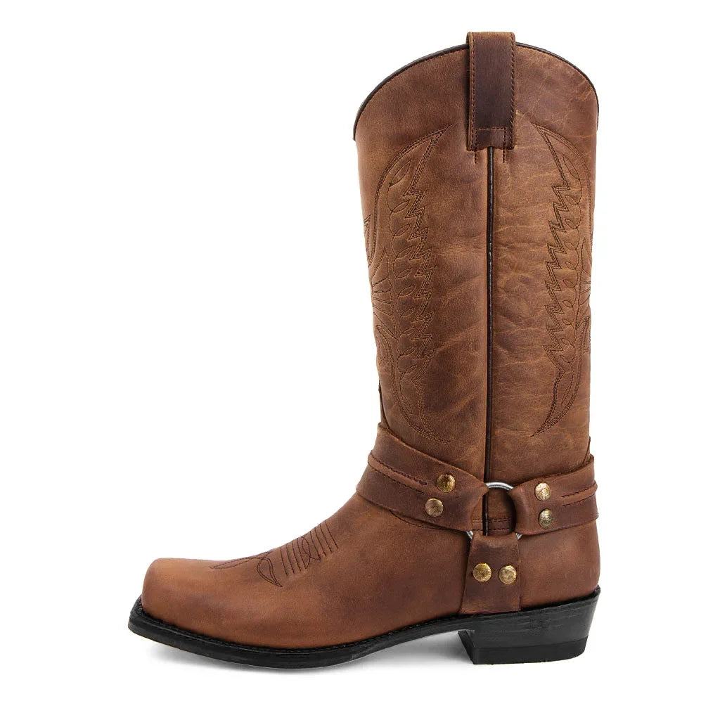Men's Boots Handmade Men's Embroidery Thick Heel Mid-tube Boots European American Style Western Cowboy Boots