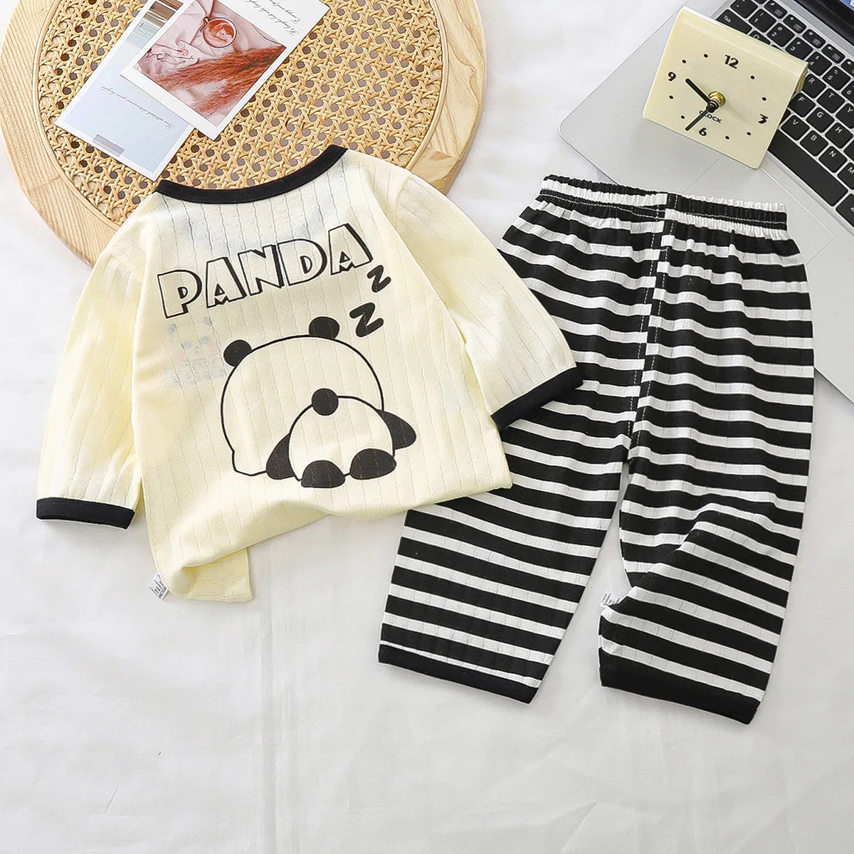 Summer toddler kids boys girls clothes baby sleepwear pants set top+pants suits for children girls boy cloth casual pajamas sets