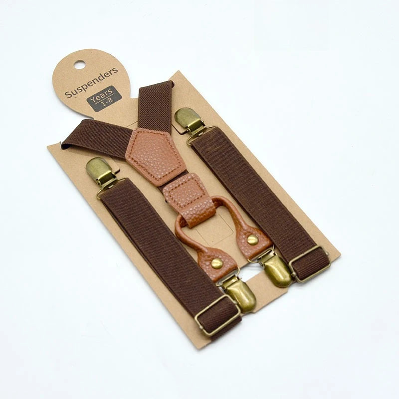 Kids Adjustable Elastic Suspenders Braces for Boys Girls Children Wedding Party Fashion Accessories Black