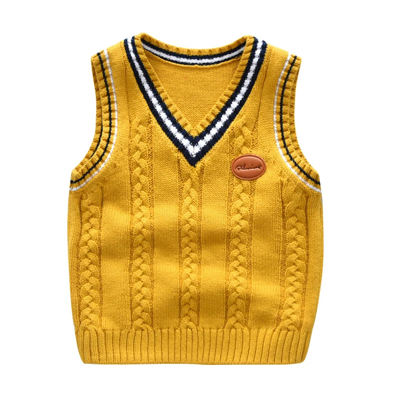School Uniform Autumn Children's Vest Sweater Kids Knitted Pullover Outerwear Coat For Teen Boys Girls 2-6 Years Tops Waistcoat