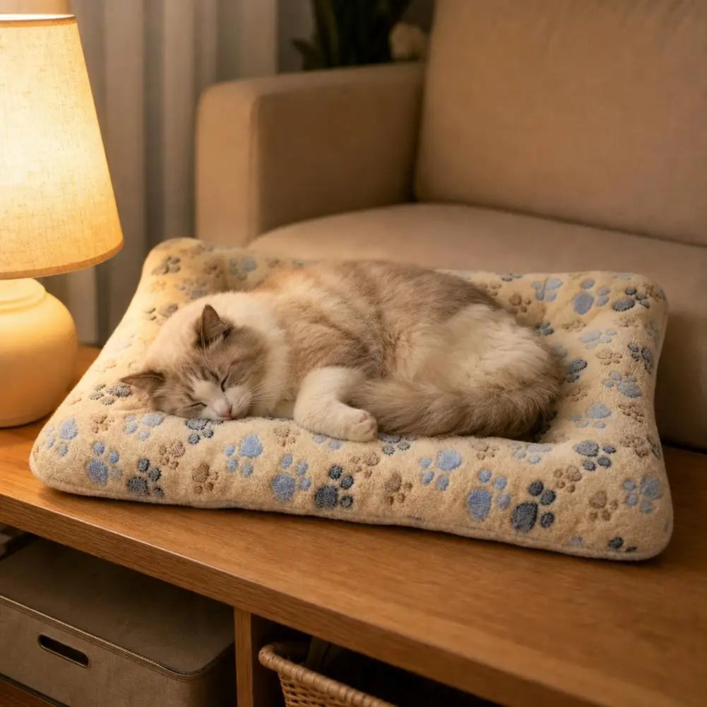Soft Pet Mat Warm Flannel Cat Sleeping Cushion Thickened Comfortable Sofa Mat For Small Puppy Kitten Indoor Blanket Four Season