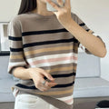 WinvyNee Summer Women‘s 100% Cotton T-shirt Tops Short Sleeve O Neck Striped Sweaters Casual Basic Female Pullover Tops A1002028
