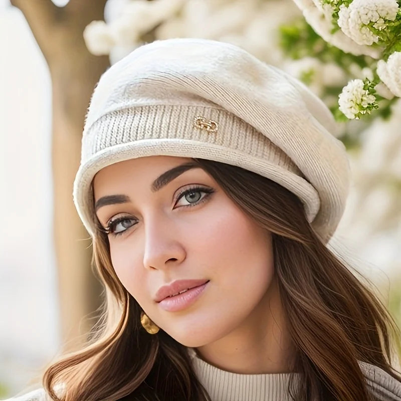 1 Piece of Fashionable and Versatile Knitted Hat for Women in Autumn and Winter, Comfortable and Warm, Wearable for Cycling