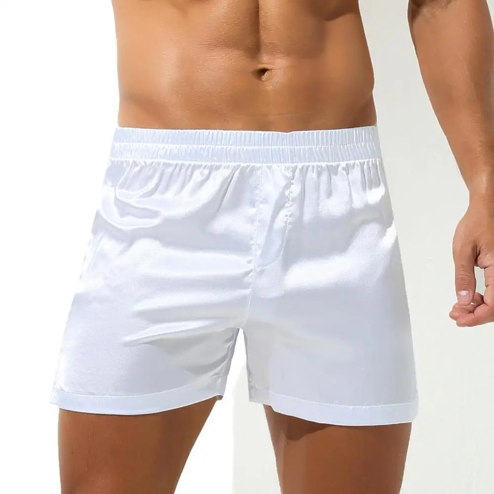 Men's Pajamas Shorts Soft Silky Underwear Men Boxers Shorts Sleep Bottoms Homewear Sleepwear Loose Lounge Shorts