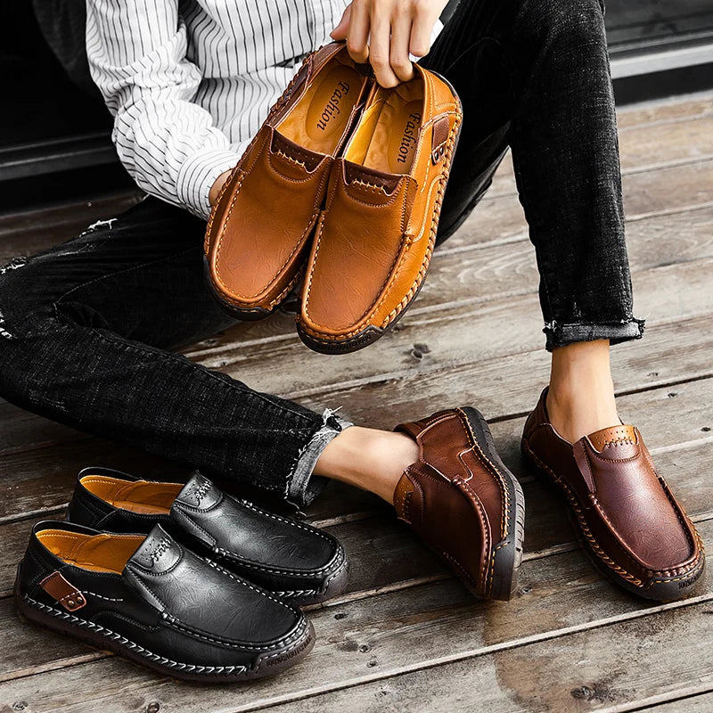 New Men's Flat Casual Shoes Handmade Leather Men Loafers Outdoor Men Shoes Breathable Men Moccasins Men's Sneakers Driving Shoes