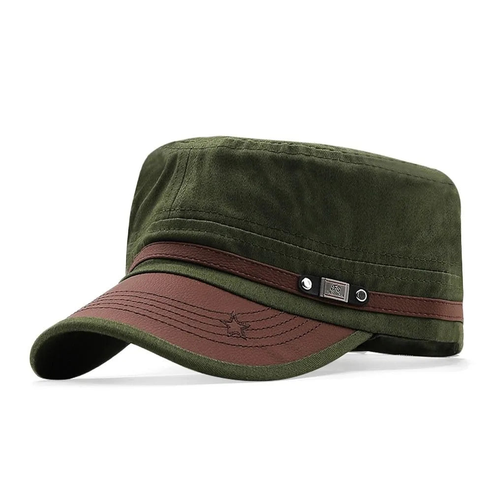Hat Men Unisex  Hat Baseball Cap Cotton Cadet Hat   Breathable Combat Fishing Flat Adjustable Cap