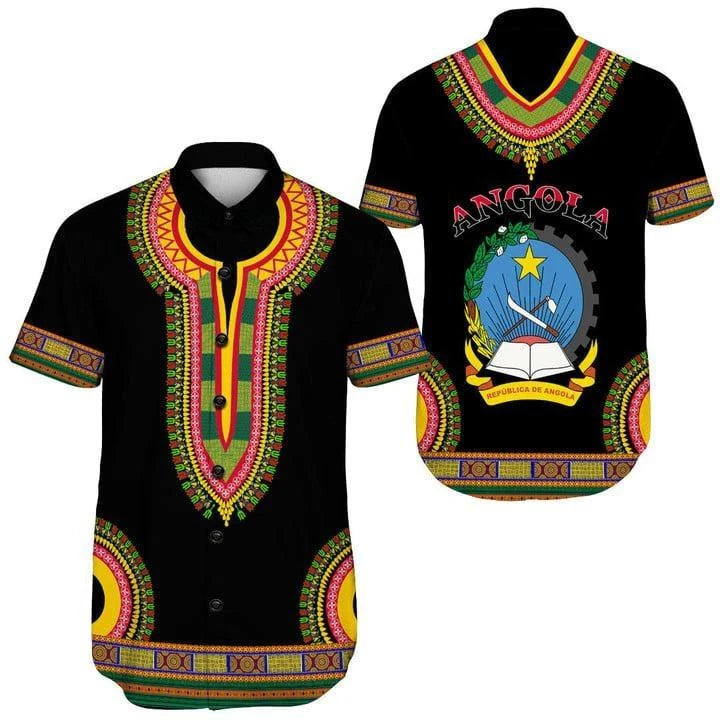 Angola Flag Map Short Sleeve Shirts For Men Clothes National Emblem Kids Blouses Dashiki Festival Gift Top Hawaiian Sport Jersey