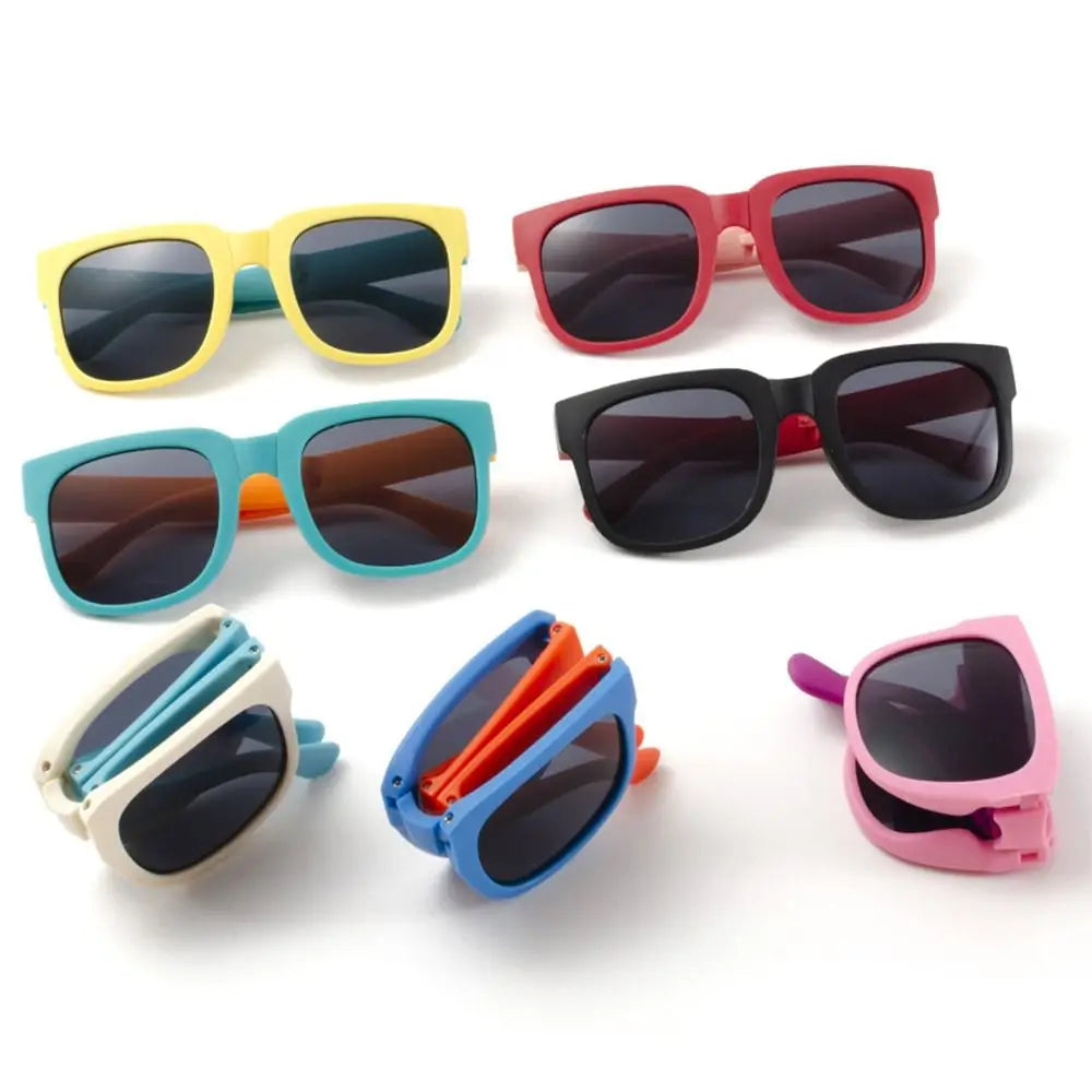 Outdoor Kids Sunglasses Vintage Square Frame UV 400 Foldable Sunglasses Shades for Toddler Boys and Girls