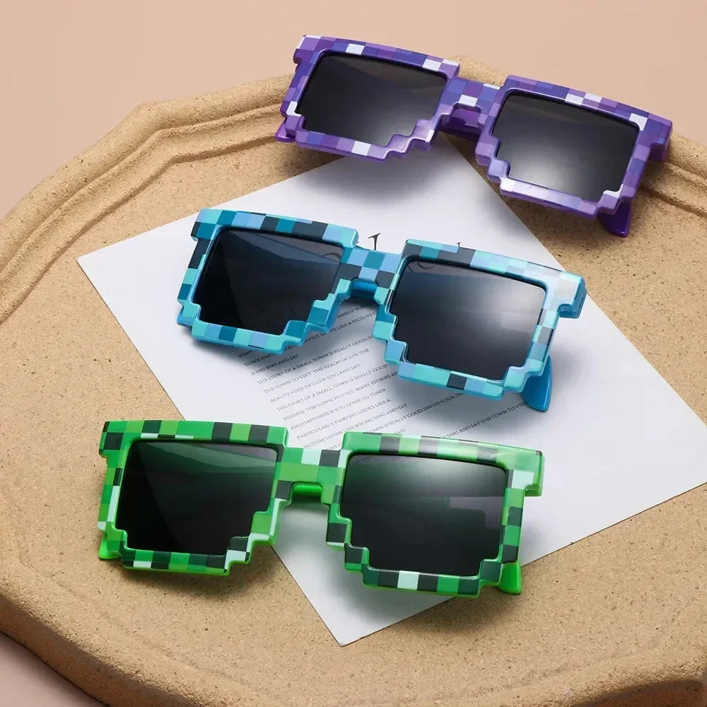 Kids and Adults Sunglasses Cosplay Action Game Peripheral Toy Square Glasses Pixel Mosaic Sunglasses Thug Life Sunglasses Gifts