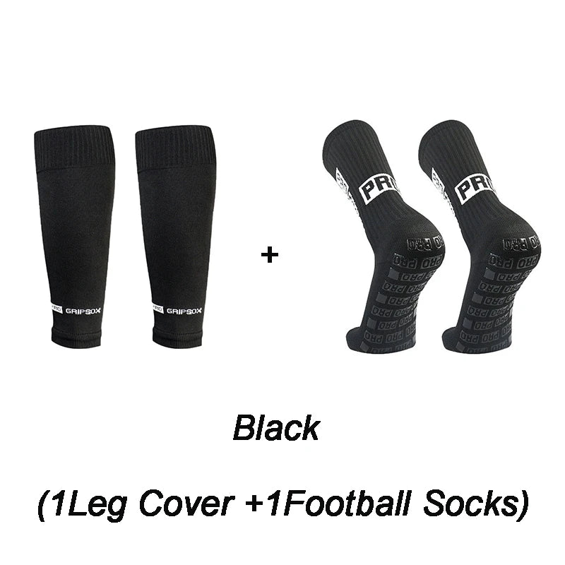 1 Set Of High Elastic Football Shin Guards Socks Leg Coveradult Youth Outdoor Sports Protective Equipment Non-slip Soccer Socks