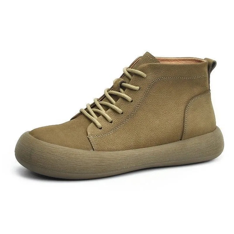 2025 Autumn Men's Chelsea Boots Retro Men High-Top Leather Ankle Boots Outdoor Soft Sole Lace-Up Suede High-Quality Casual Shoes