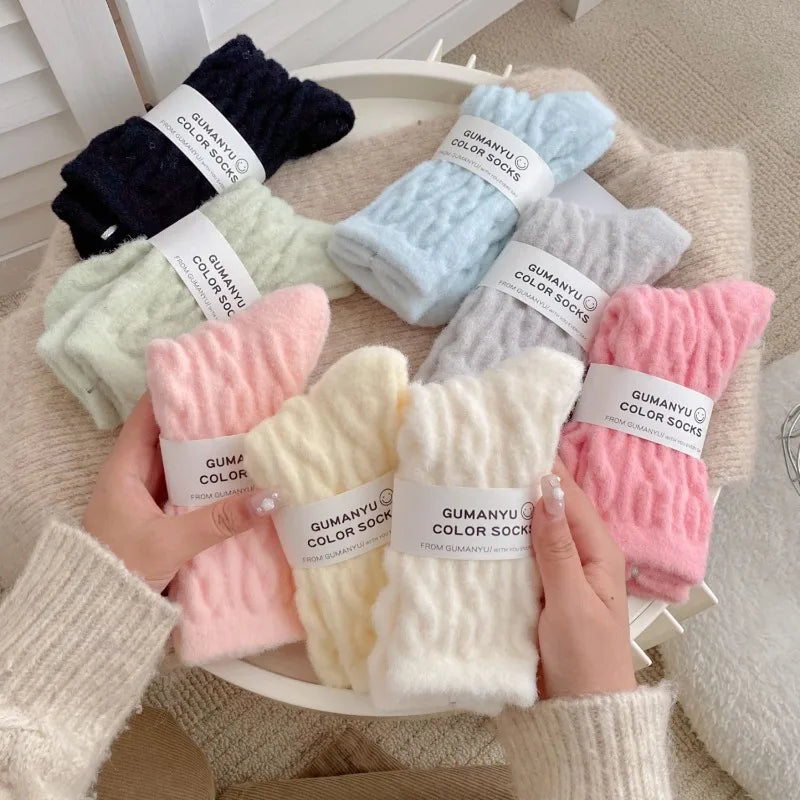 10 pairs Women's autumn winter new Fashionable cute Fried Dough Twists home sleeping socks plush warm casual comfortable stocks