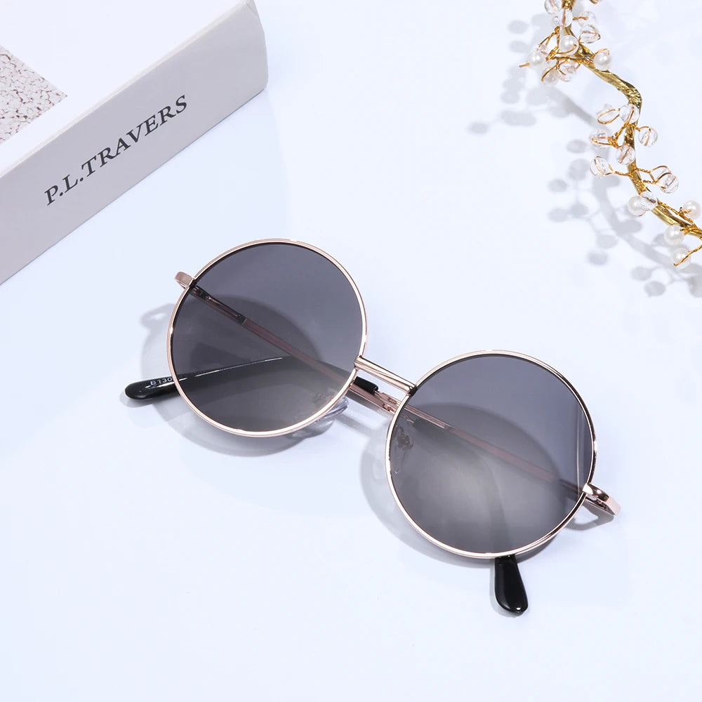 NEW Summer Child Retro Round Frame Sunglasses Children Kids Black Pink Red Lens Fashion Boys Girls UV400 Protection Eyewear 14mm