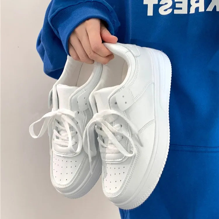 Women's Platform White Sneakers Lightweight and Comfortable Breathable Casual Walking Shoes for Daily Outdoor Wear