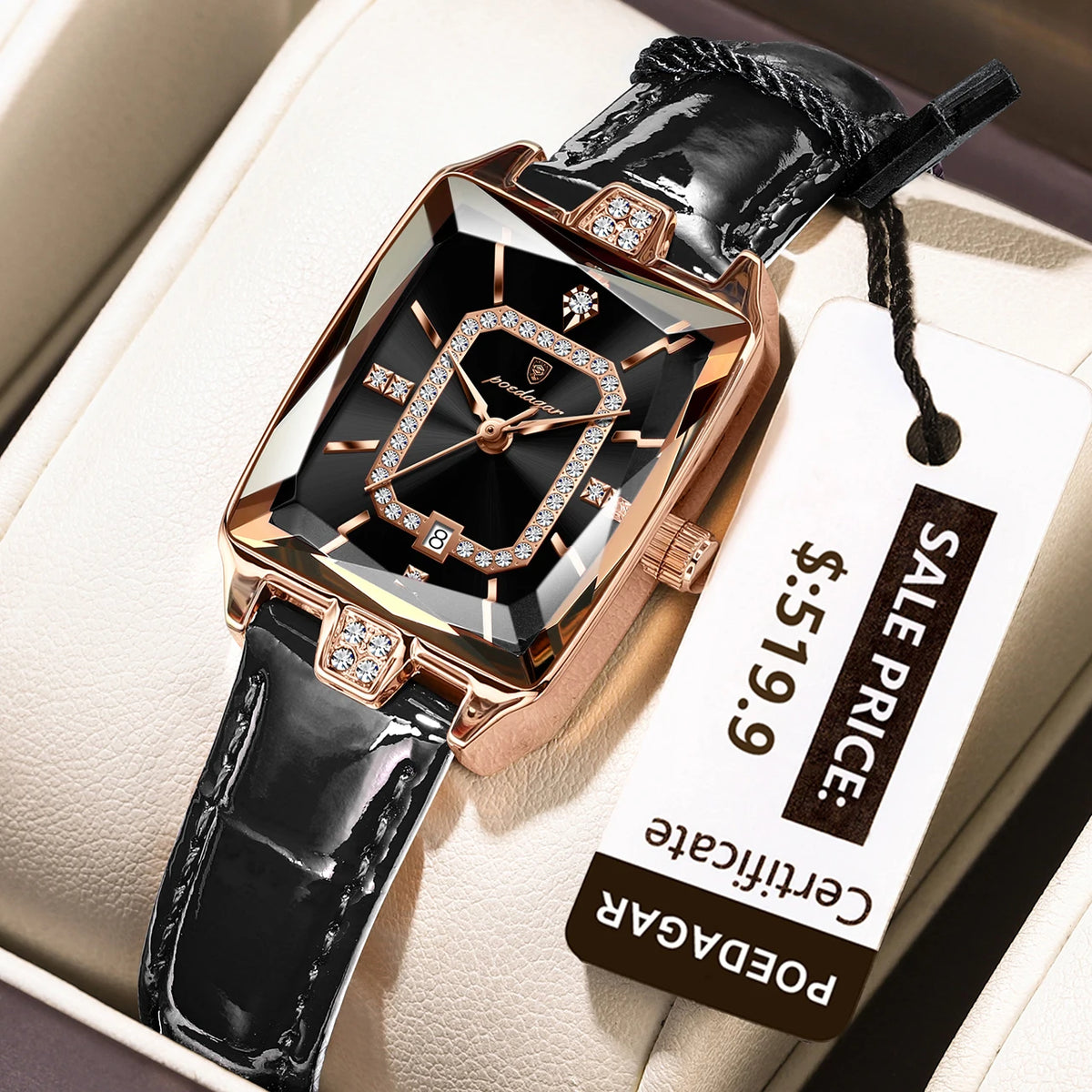 POEDAGAR Luxury High Quality Women Wristwatch Waterproof Date Rectangle Watch For Woman Leather Quartz Women's Watches Reloj+Box