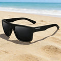 Polarized Sunglasses For Men Matte Black Square Frame UV400 Anti‑Glare Lens Outdoor Driving Beach Cycling Sun Protection Eyewear